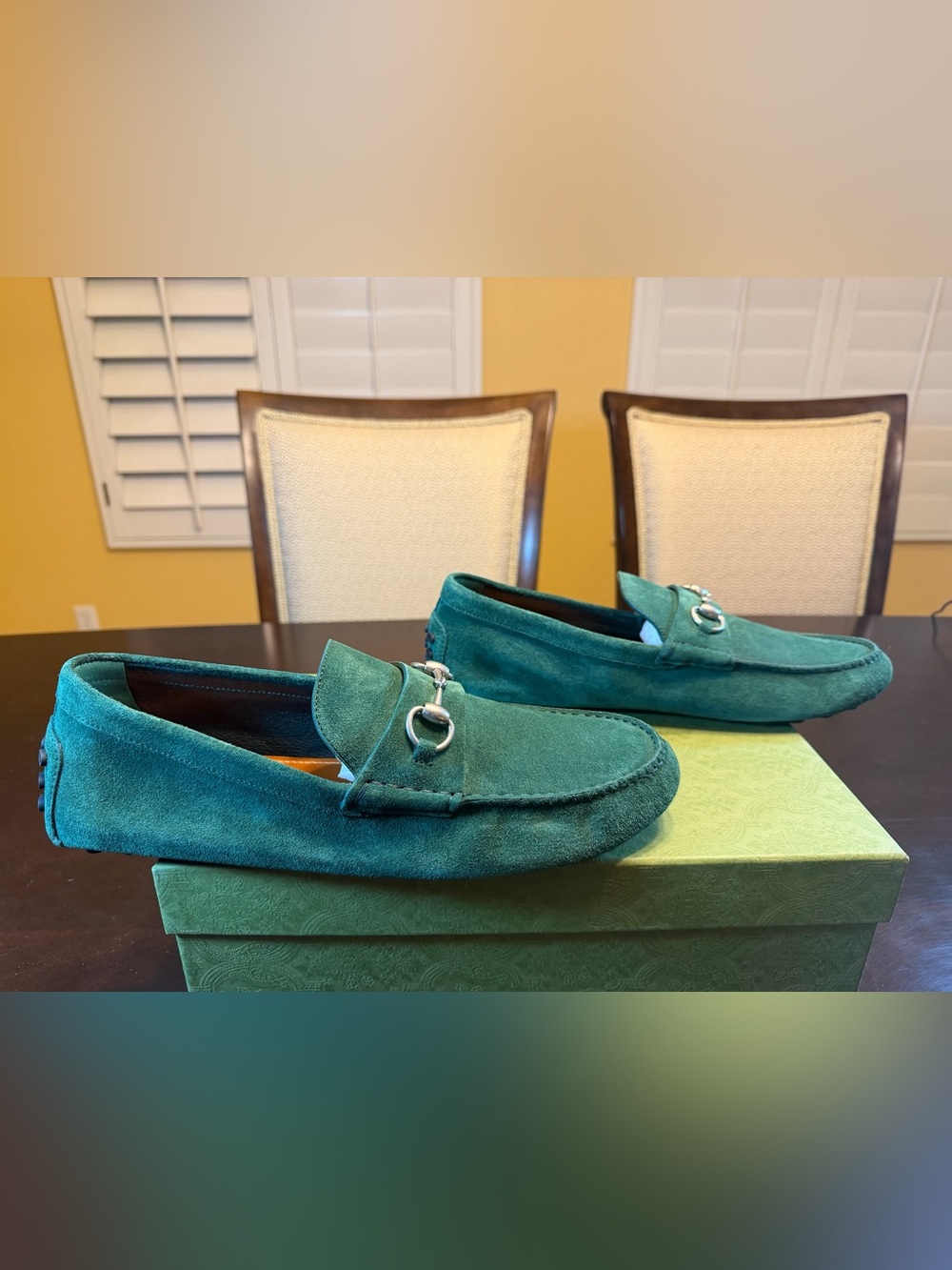 New Gucci Horsebit Suede Loafers Drivers Slip On Shoes Green UK 12 / US 12.5 - Picture 2 of 16
